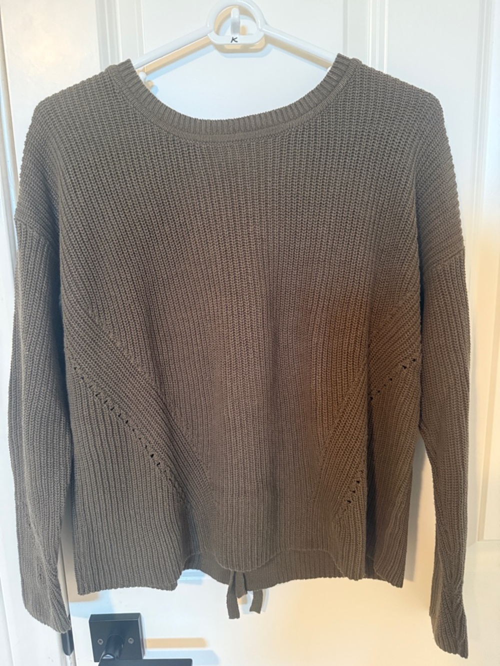 Lucky Brand Olive Green Crewneck Knit Sweater
